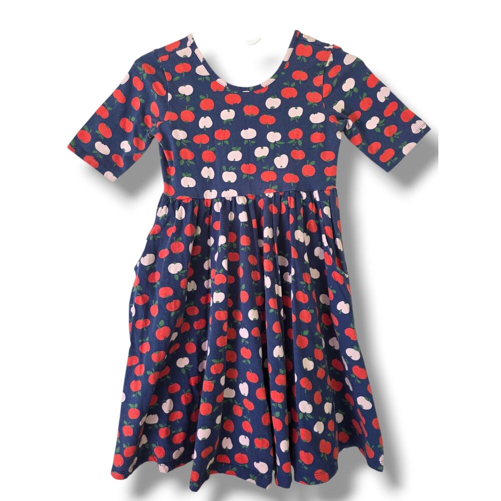 Hanna Andersson Girls 10 140cm Apple Print Skater Pocket Dress